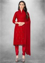 Red Georgette Casual Wear Heavy thread embrodiery Salwar Suit