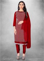 Red Georgette Casual Wear Heavy thread embrodiery Salwar Suit