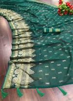 Green Soft Chinnon Festival Wear Weaving Saree