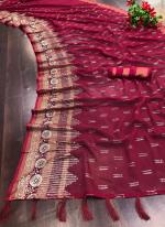 Purple Soft Chinnon Festival Wear Weaving Saree