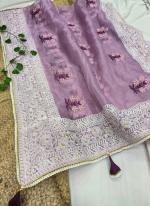 Purple Organza Silk Festival Wear Embroidery Work Saree