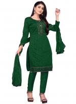 GREEN Chanderi Cotton Casual Wear Embroidery Work Salwar Suit