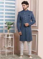 Grey Imported jaquard silk Wedding Wear Weaving Aligadhi pant Indo Western