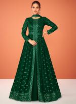 Green Georgette Reception Wear Embroidery Work Lehenga Suit