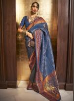 Blue Handloom Party Wear Weaving Saree