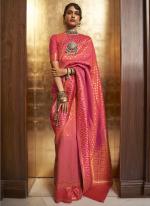 Pink Handloom Party Wear Weaving Saree