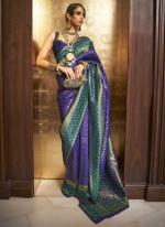 Purple Handloom Party Wear Weaving Saree