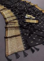 Black Soft Chiffon Festival Wear Zari Weaving Saree