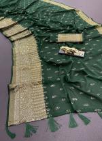 Green Soft Chiffon Festival Wear Zari Weaving Saree