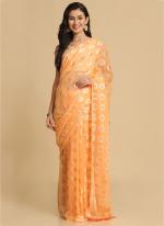 Orange Chiffon Party Wear Brasso Saree