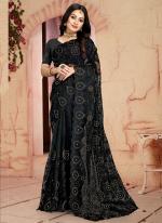 Black Net Party Wear Resham Work Saree