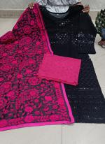 Black Cambric Cotton Traditional Wear Sequins Work Readymade Salwar Suit