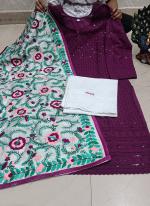 Purple Cambric Cotton Traditional Wear Sequins Work Readymade Salwar Suit