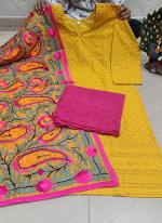 Yellow Cambric Cotton Traditional Wear Sequins Work Readymade Salwar Suit