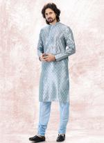 Sky Blue Banarasi Silk Festival Wear Jacquard Kurta Pajama