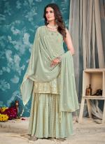 Light Green Georgette Wedding Wear Sequins Work Readymade Salwar Suit