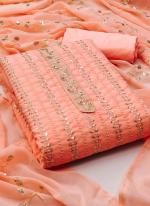 Orange Georgette Festival Wear Sequins Work Dress Material