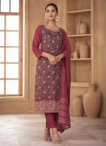 Purple Jacquard Silk Traditional Wear Weaving Salwar Suit