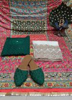 Bottle Green Cambric Cotton Festival Wear Sequins Work Readymade Salwar Suit