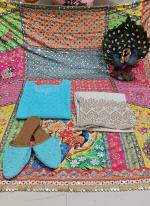 Sky Blue Cambric Cotton Festival Wear Sequins Work Readymade Salwar Suit