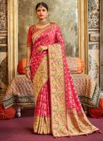 Pink Pure Dola Reception Wear Hand Work Saree