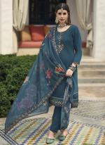 Blue Viscose Silk Traditional Wear Embroidery Work Readymade Salwar Suit