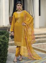 Yellow Viscose Silk Traditional Wear Embroidery Work Readymade Salwar Suit