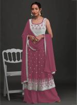 Pink Faux Georgette Festival Wear Embroidery Work Palazzo Suit