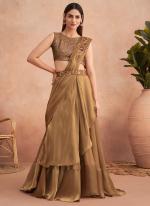 Gold Fancy Wedding Wear Embroidery Work Saree