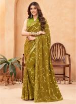 Olive Green Georgette Traditional Wear Sequins Work Saree