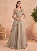 Beige Fancy Wedding Wear Sequins Work Saree