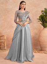 Light Blue Fancy Wedding Wear Sequins Work Saree