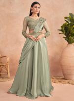 Pista Green Fancy Wedding Wear Sequins Work Saree