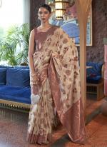 Beige Shimmer Organza Festival Wear Weaving Saree