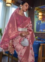 Pink Shimmer Organza Festival Wear Weaving Saree