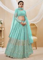 Sky Blue Georgette Party Wear Embroidery Work Lehenga Choli