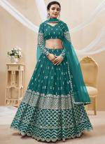 Teal Blue Georgette Party Wear Embroidery Work Lehenga Choli