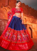 Navy blue Silk Navratri Wear Digital Printed Lehenga Choli