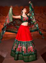 Red Silk Navratri Wear Digital Printed Lehenga Choli