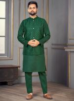 Green Banglori Silk Party Wear Sequins Work Kurta Pajama