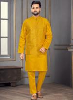 Yellow Banglori Silk Party Wear Sequins Work Kurta Pajama