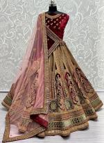 Beige Velvet Wedding Wear Embroidery Work Lehenga Choli