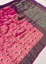 Pink Pure Silk Festival Wear Weaving Saree