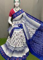 White Linen Daily Wear Digital Printed Saree