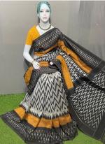 Grey Linen Daily Wear Digital Printed Saree