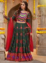 Green Viscose Rayon Navratri Wear Mirror Work Lehenga Choli