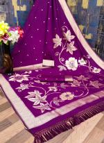 Wine Raw Silk Festival Wear Weaving Saree