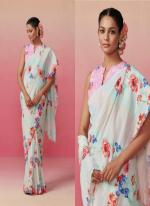 Light Pista Linen Daily Wear Digital Printed Saree