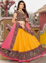 Yellow Cotton Navratri Wear Mirror Work Ready To Wear Lehenga Choli