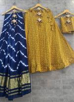 Yellow Blue Modal Silk Festival Wear Printed Work Lehenga Choli